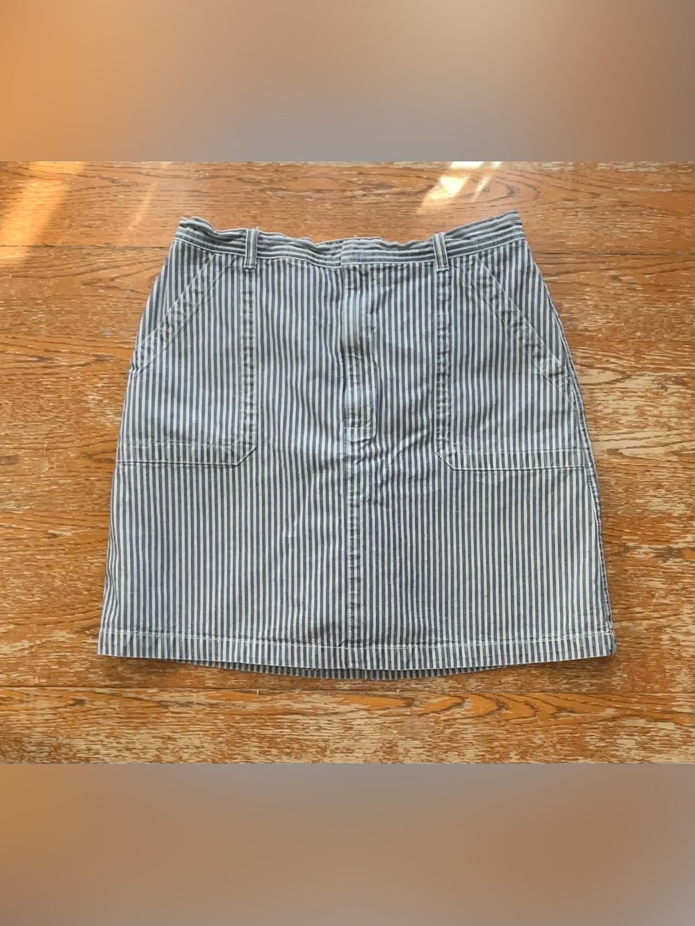 Gloria Vanderbilt Blue White Railroad Stripe Denim Skort Women's Size 14